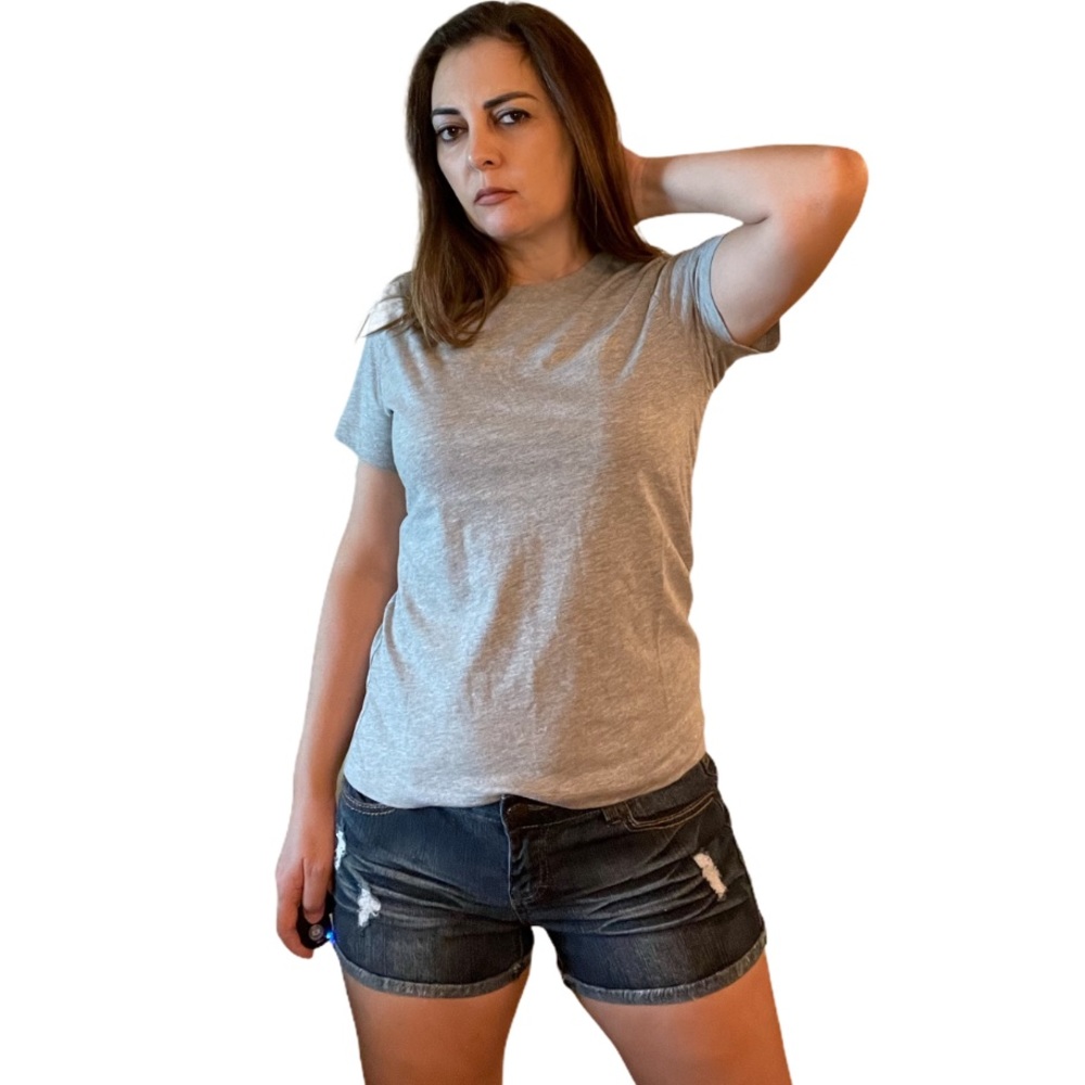 Frye Women's Heather Grey Crew Neck T-shirt Tee